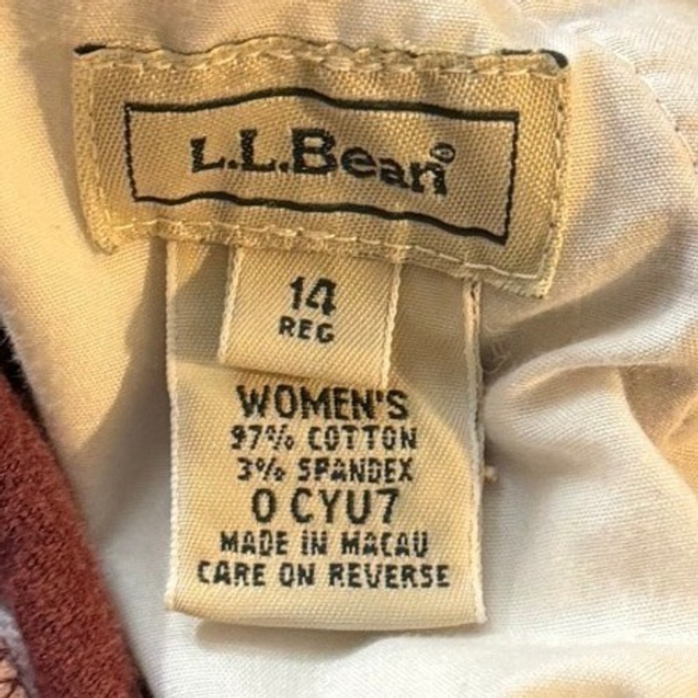 LL Bean Womens Corduroy Mom Pants 10 Burgundy Pleated High Rise Tapered Fall Vtg - Picture 9 of 9